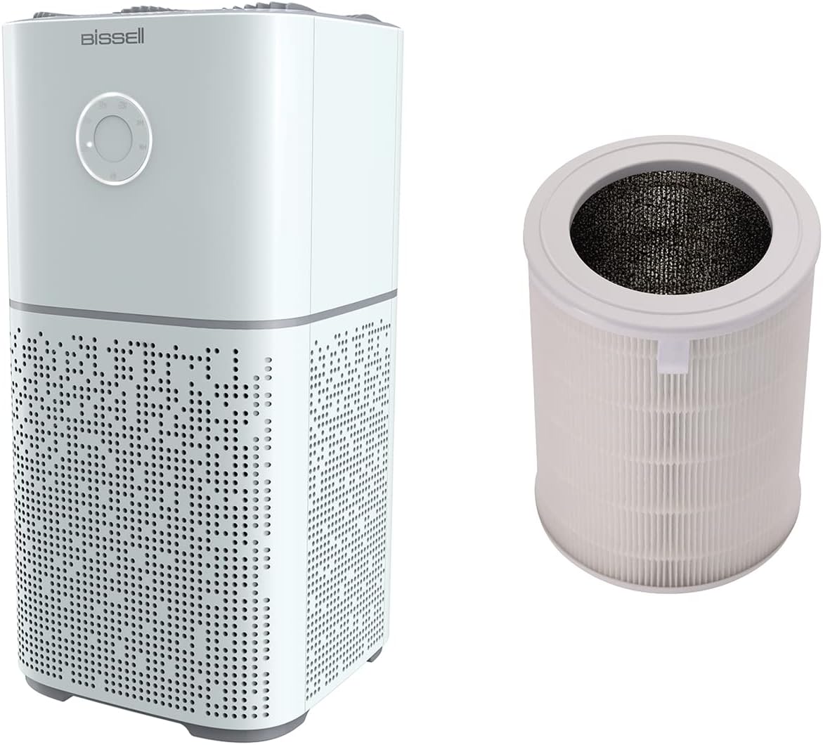 BISSELL® air180 Home Air Purifier with HEPA and Carbon Filters for Medium to Large Room and Home, Quiet Bedroom Air Cleaner for allergens, pets, dust