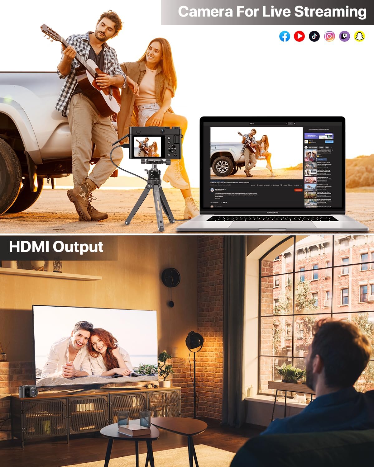 4K Digital Camera for Photography, Dual 64MP Autofocus Vlogging Camera for YouTube, 2.8" Screen Compact Travel Camera with 32GB SD Card, Anti-Shake