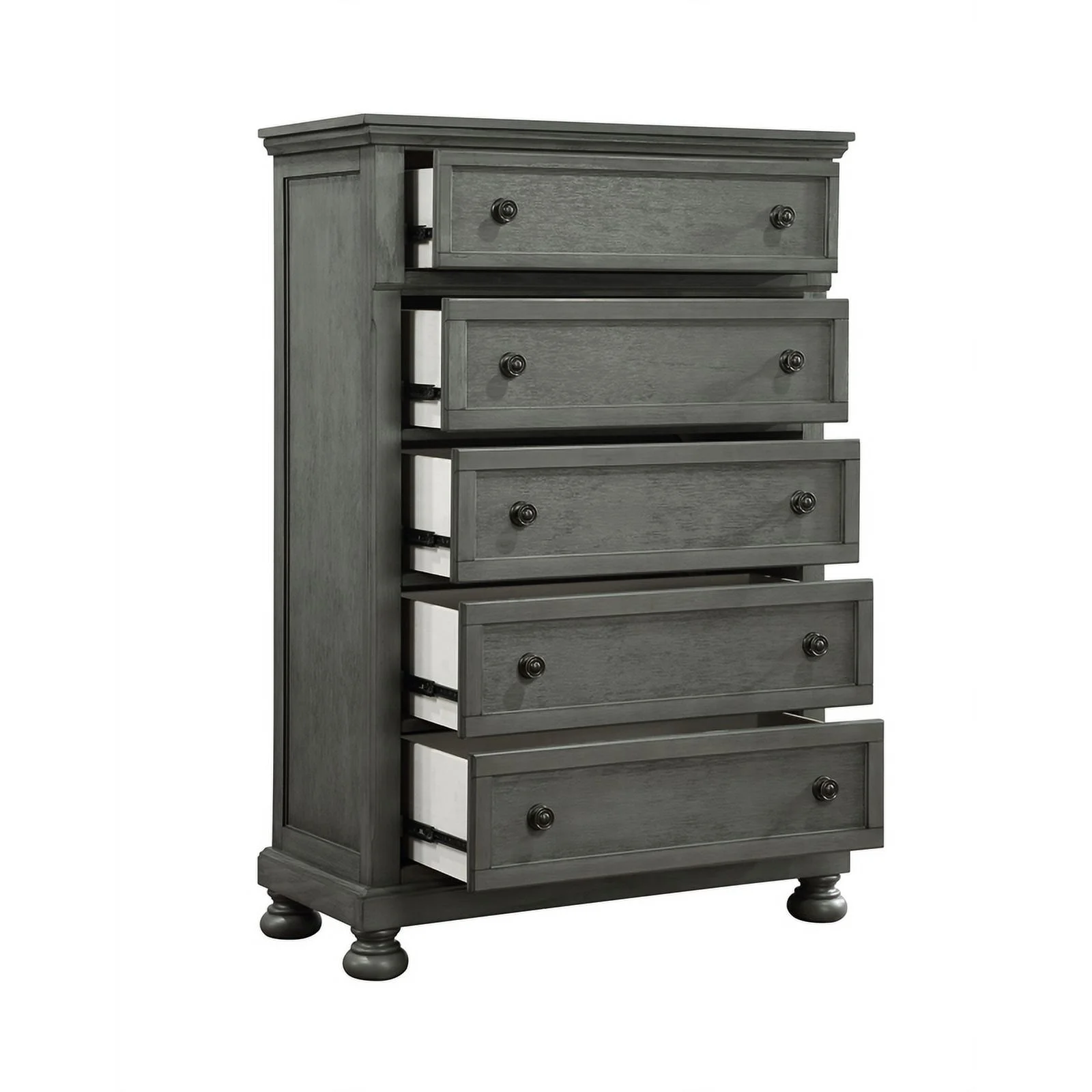 Pemberly Row Modern 5PC King Bedroom Set Made with Wood & Rustic Gray Finish