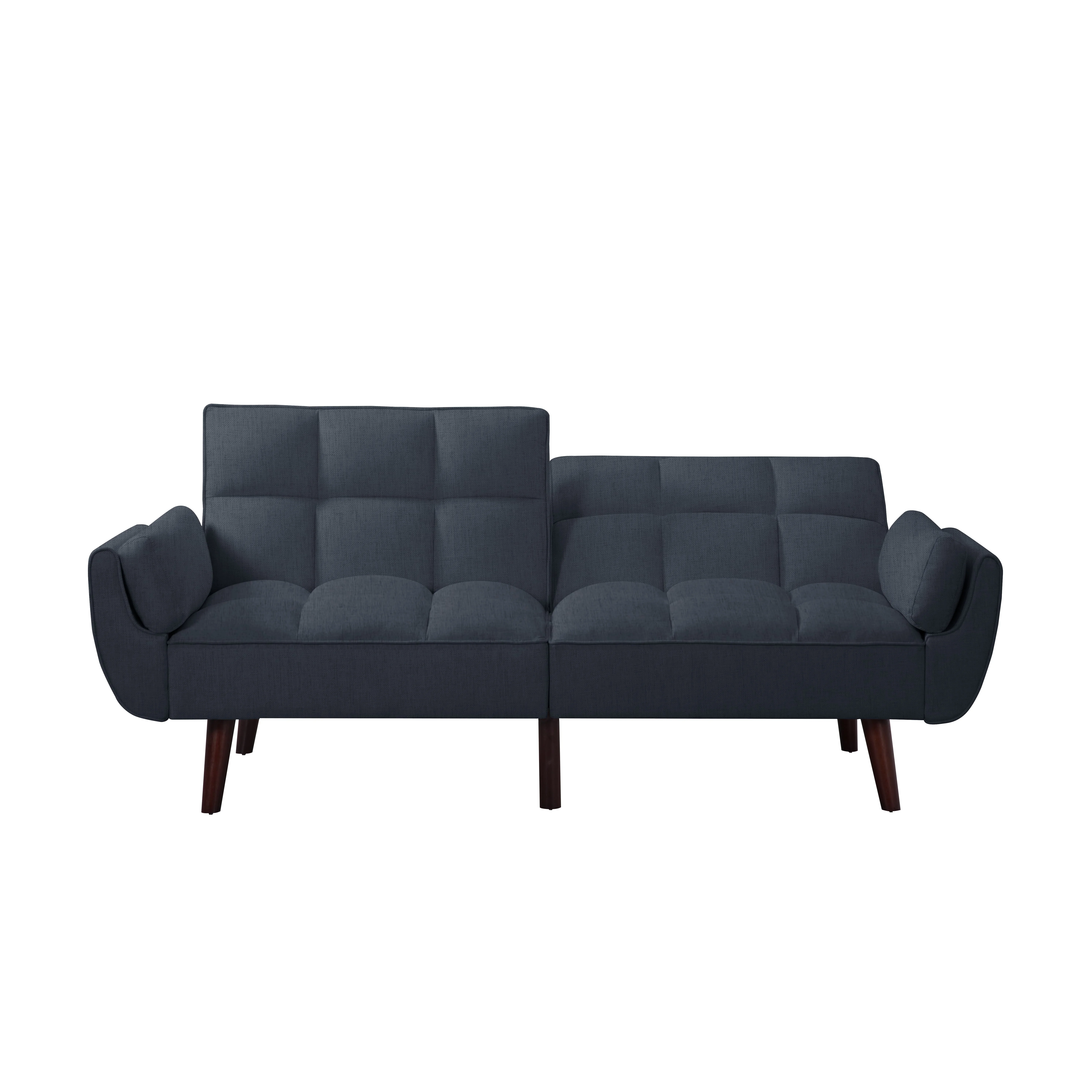 BSHTI 76” Futon Sofa Bed,Upholstered with Polyester,Wood Frame,2 Arm Pillows Included,3 Adjustable Positions ,5 Colors for Choosing