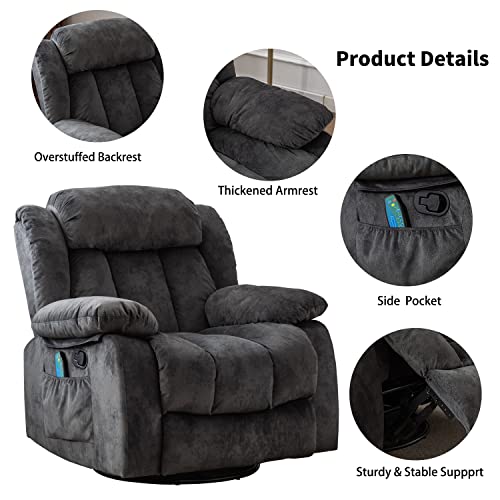 CANMOV Massage Swivel Rocker Recliner Chair with Heat and Vibration