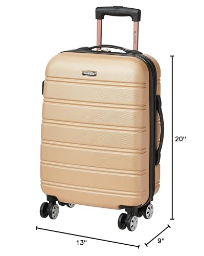 Rockland Melbourne Hardside Expandable Luggage with Spinner Wheels, 2TONENAVY, 2 Piece (20/28)