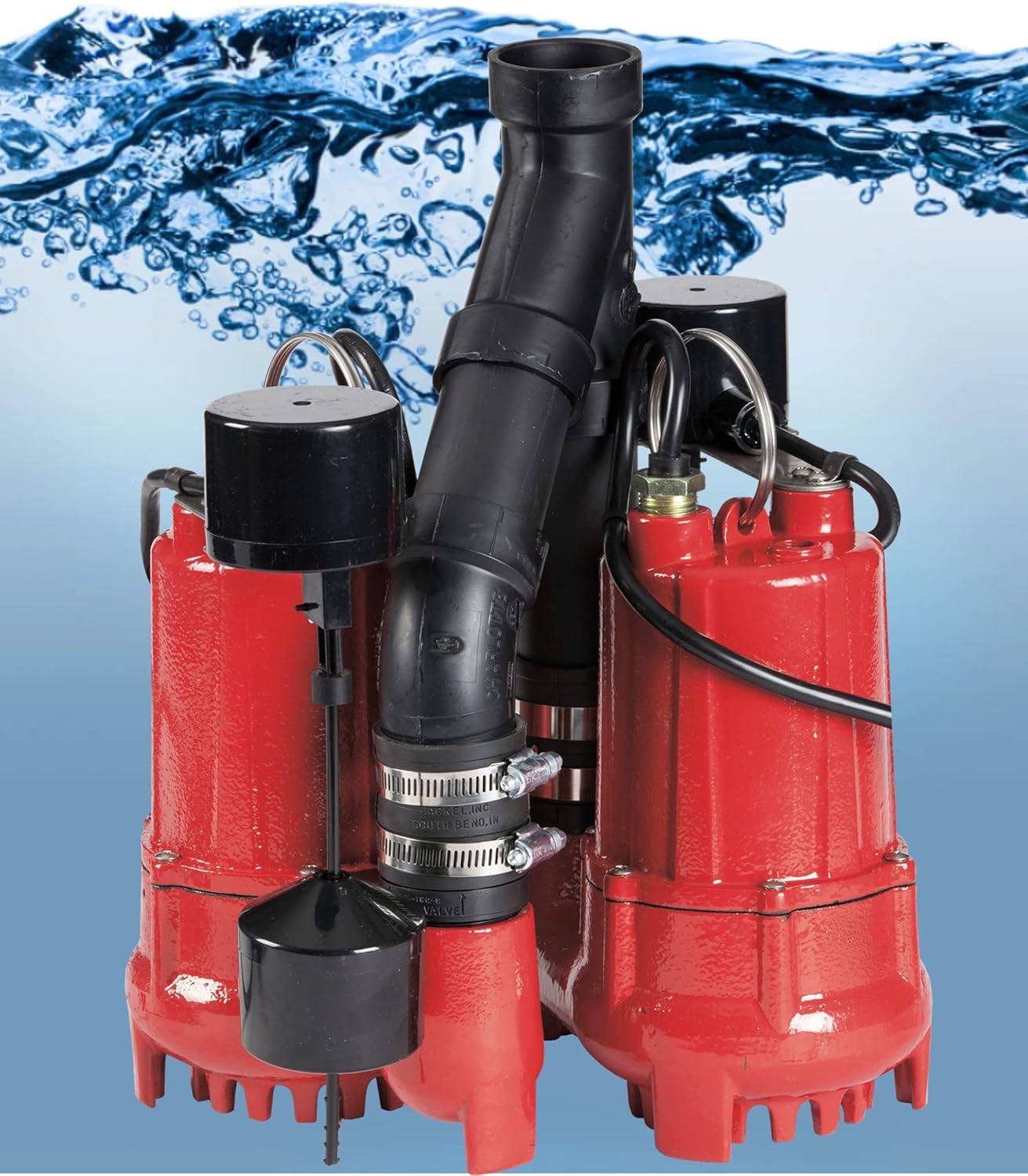 Red Lion RL-SC33DUP RL-SC33DUP 1/3 HP Dual Automatic Cast Iron Sump Pump System with 10-Foot Power Cord, ,
