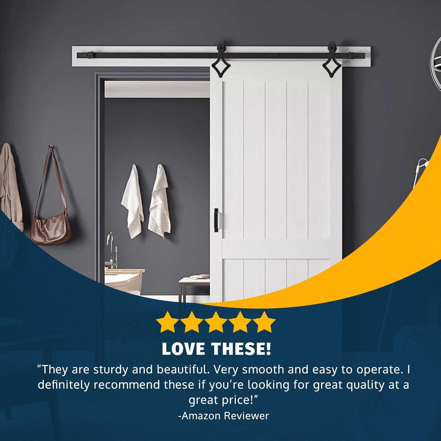 Barn Door Hardware, Sliding Barn Door Hardware Kit, Black Wheel Sliding Door Track with Stamped Steel Rail Mount Hardware