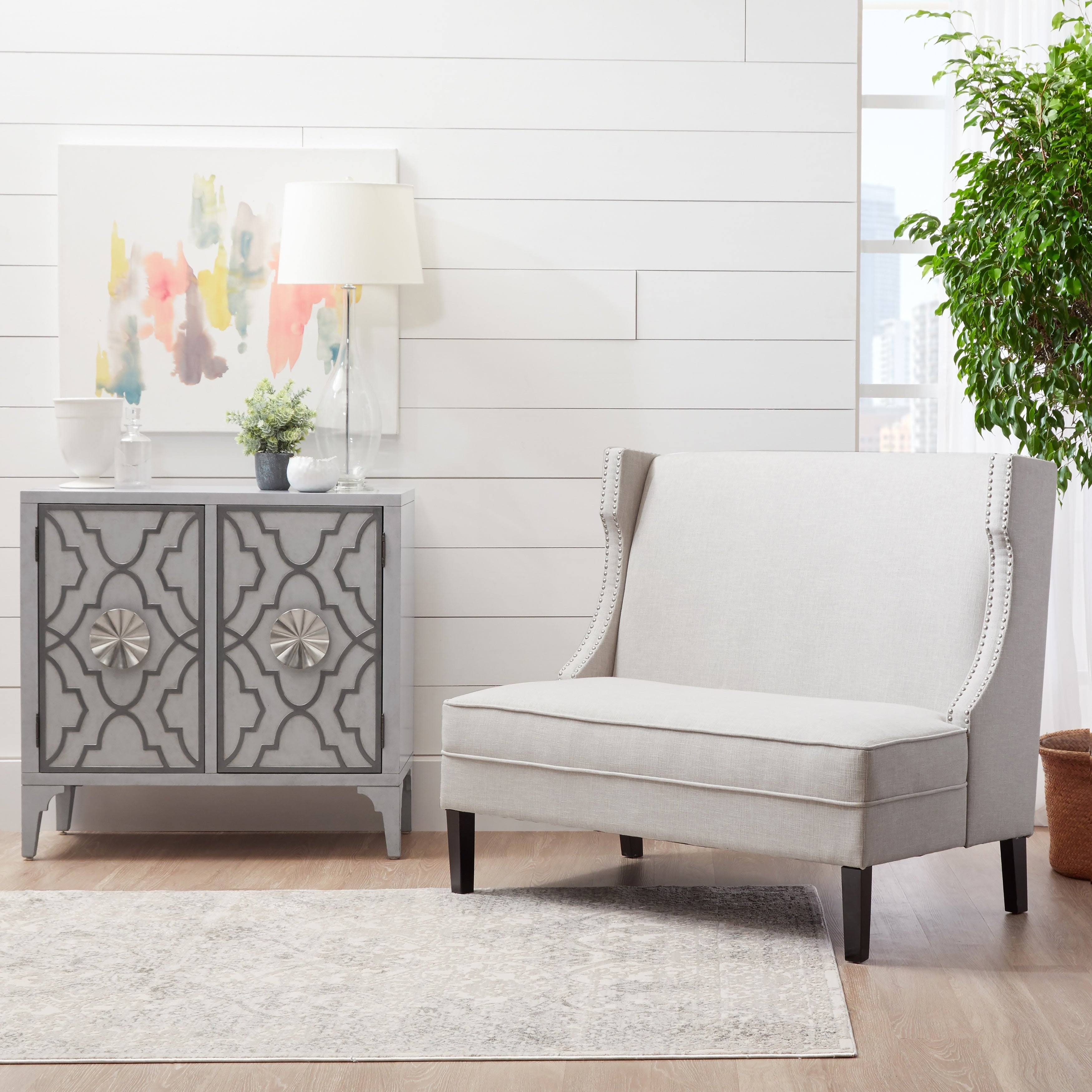 Moroccan Pattern Two Door Accent Chest in Storm Grey