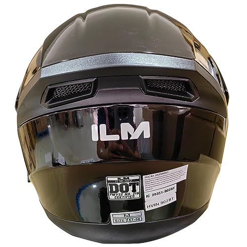 ILM Bluetooth Motorcycle Helmet Modular Flip up Full Face Dual Visor Mp3 Intercom FM Radio DOT Model 902BT(Matte Black, Large)