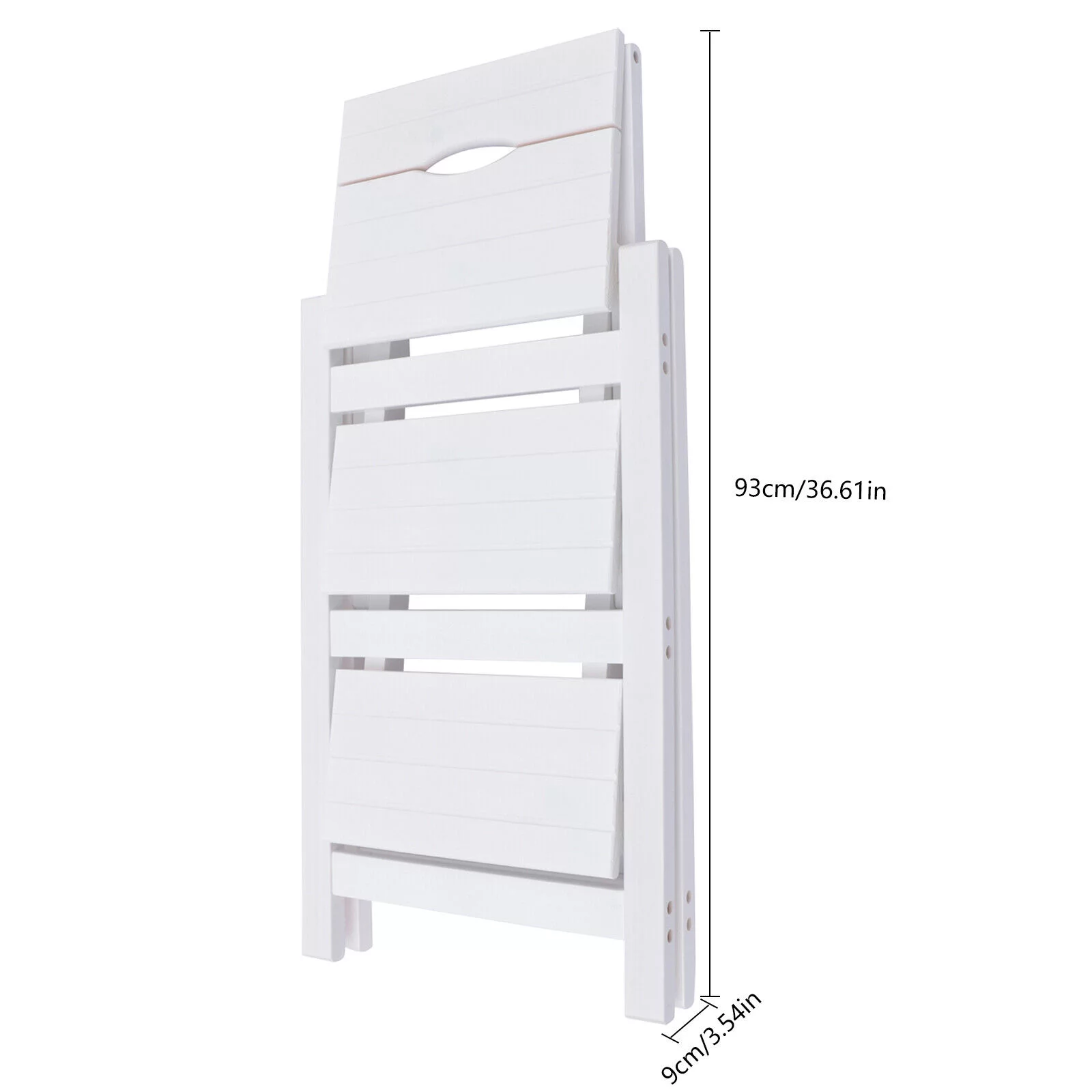 DENEST Folding Step Ladder 3-Layer Folding Wooden Step Stool Anti-Slip White 150kg
