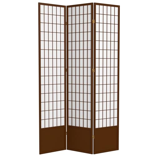 Red Lantern 7 ft. Tall Window Pane Shoji Screen-White-3 Panels Room Divider