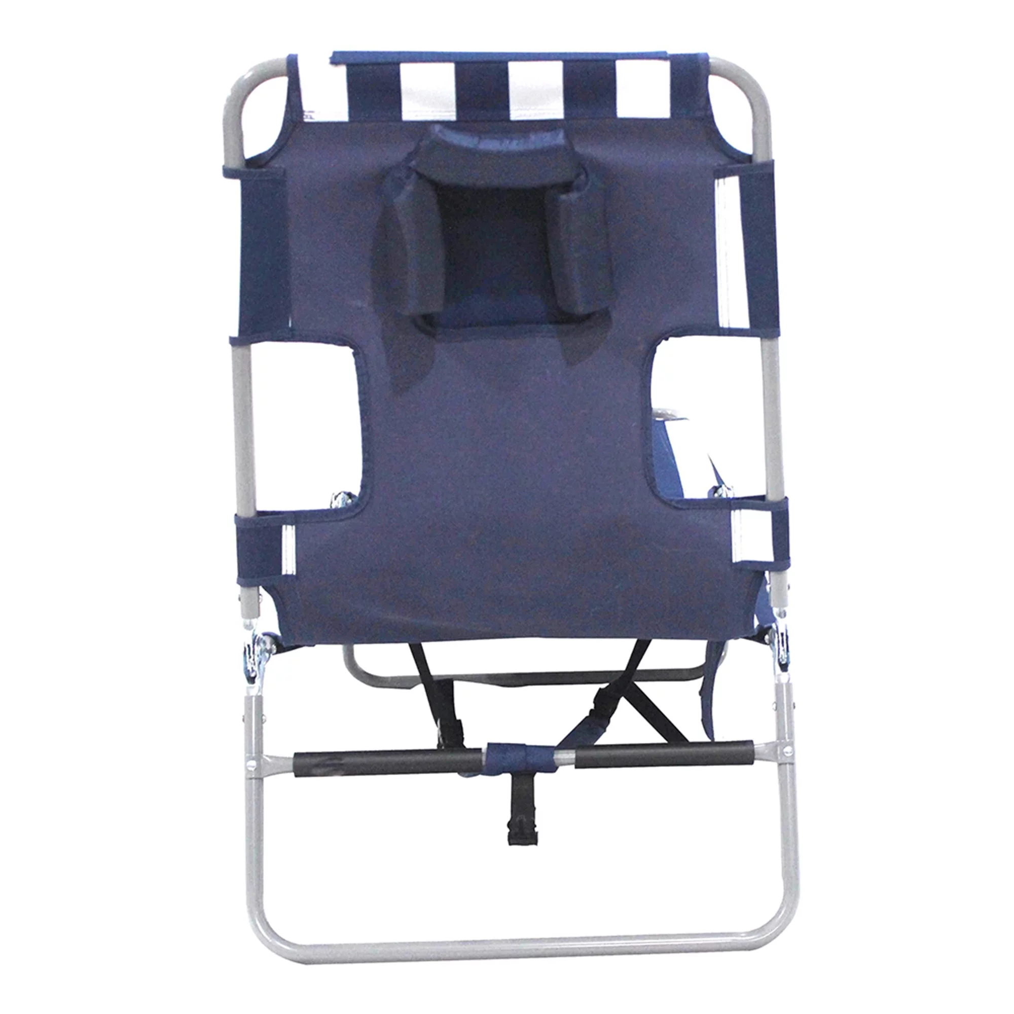 Ostrich Backpack Chaise Beach Chair and On-Your-Back Chair, Striped Blue