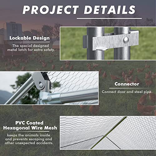 LEMBERI Large Chicken Coop, Flat-roof Walk-in Poultry Chicken Hen cage, Rabbits Duck Cages with Waterproof and Anti-Ultraviolet Cover for Outside