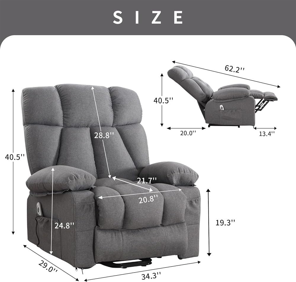 Power Lift Recliner Chair Recliners for Elderly - Lounge Sofa Home Theater Seating with Massage for Adults