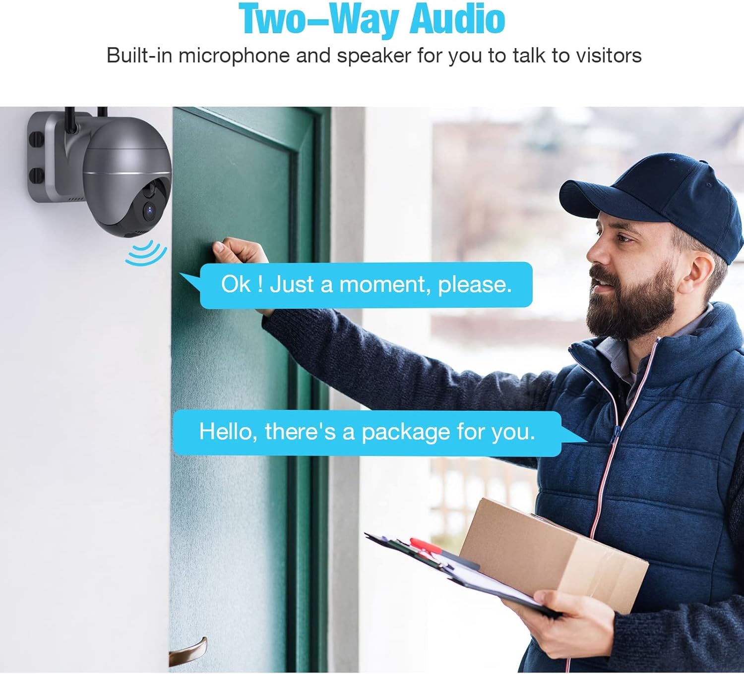 Wireless Security Camera Outdoor, 1080P 360° PTZ Rechargeable Battery Camera WiFi with Night Vision, 2-Way Audio, PIR Motion Detection, Cloud Storage
