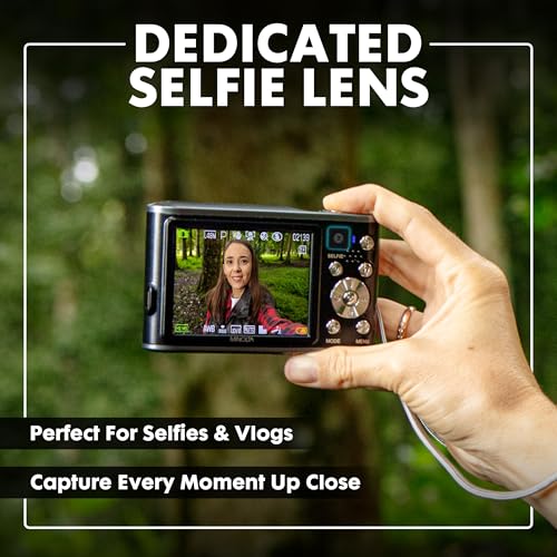 Minolta 48 Mega Pixels Point & Shoot Digital Camera with Rear Selfie Lens, Autofocus & 4K Ultra HD Video, Blue