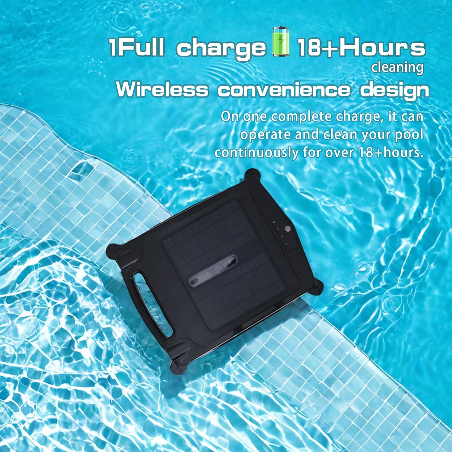 Solar Rechargeable Dual-Mode Pool Cleaning Robot, Cordless Robot Pool Cleaner, Solar Automatic Robot Pool Skimmer