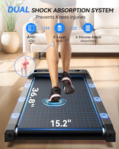 Walking Pad with Incline, Walking Pad Treadmill 300lb Capacity, Under Desk Treadmill Works with KINOMAP WELLFIT