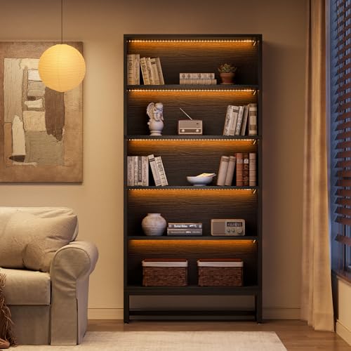 70.8 Inch Tall Bookcase and Bookshelf with Closed Back Shelf, 5-Tier Large Bookcases Organizer with Storage Shelves
