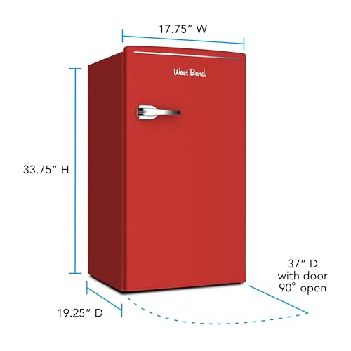 West Bend Mini Fridge with Freezer Retro-Styled for Home Office or Dorm