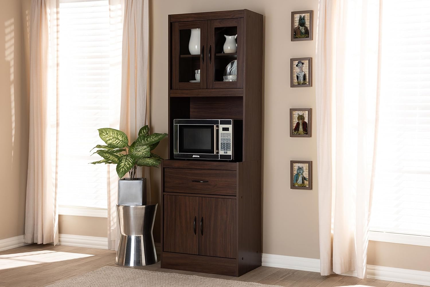 Baxton Studio Kitchen Cabinet, Walnut Brown