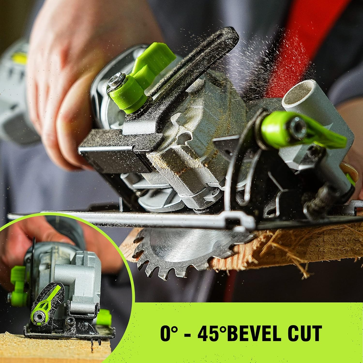MYTOL 76604 Mini Circular Saw 4 1/2, 705W 5.8A 3500RPM Compact Circular Saw with Guide & Scale Ruler, Cutting Depth 1-11/16(90°)