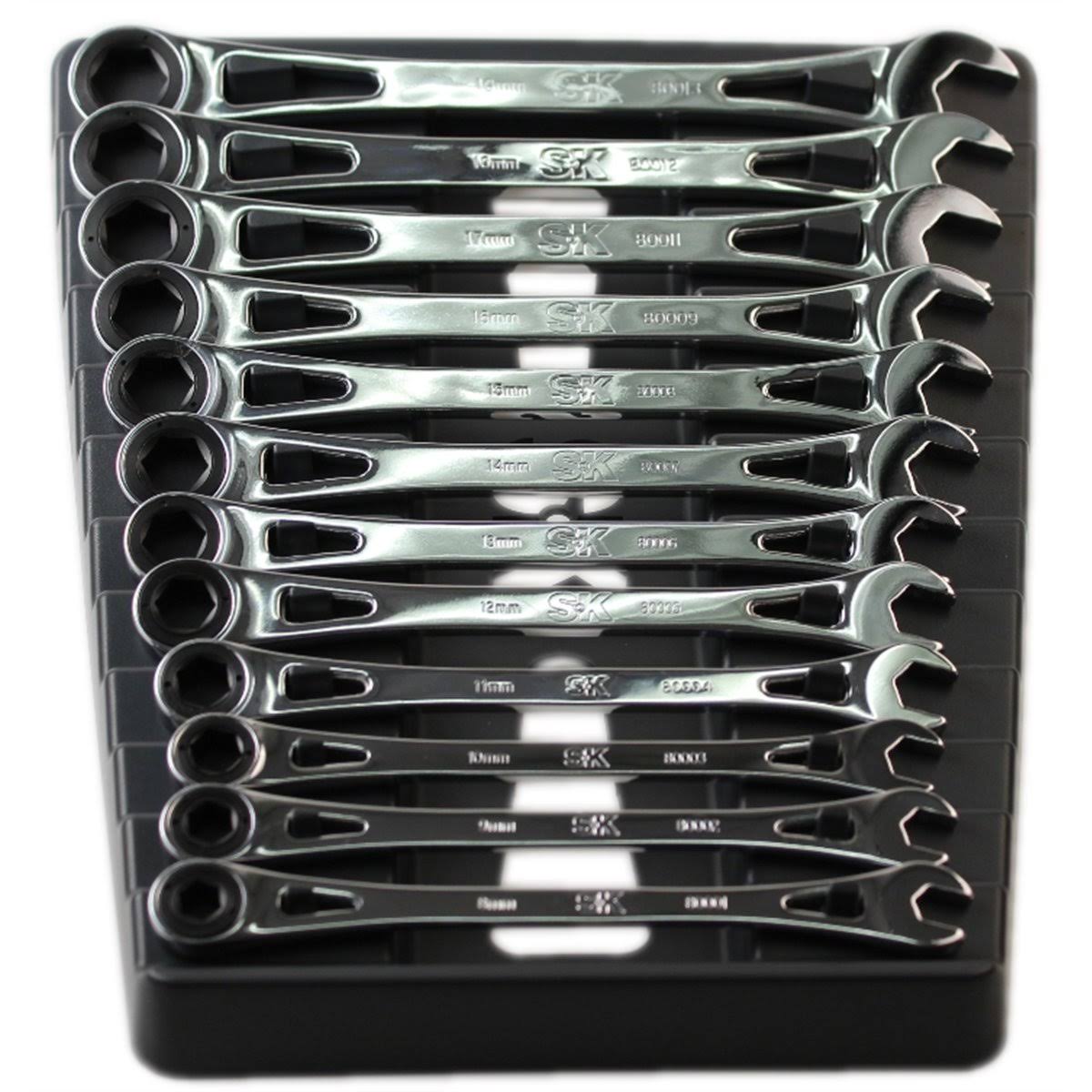 SK Hand Tool 80019 12 PC Metric X-Frame Ratcheting Wrench Set
