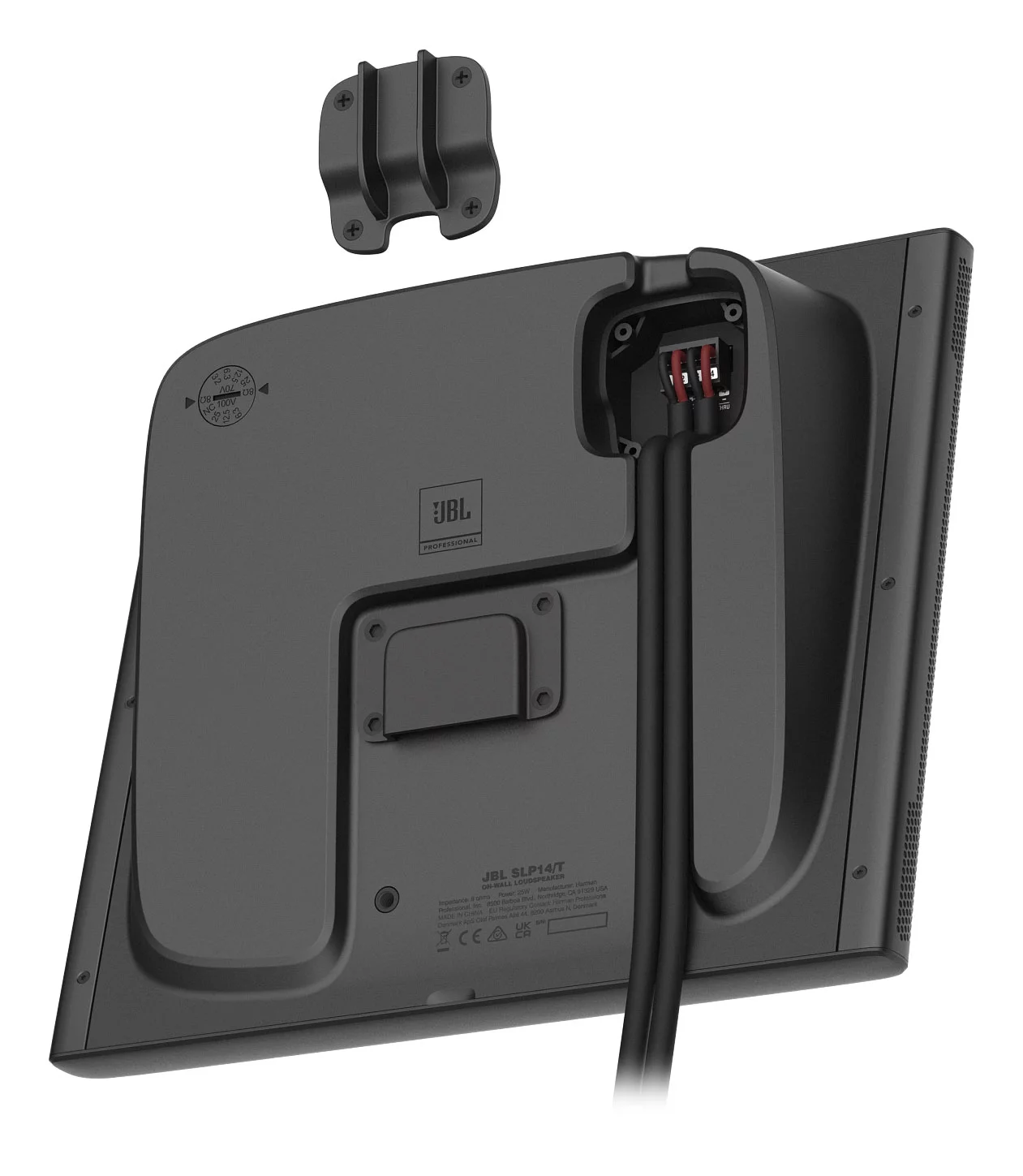 8) JBL SLP14/T-BK Sleek Low-Profile On Wall Mount 4" 70v Commercial Speakers+Amp