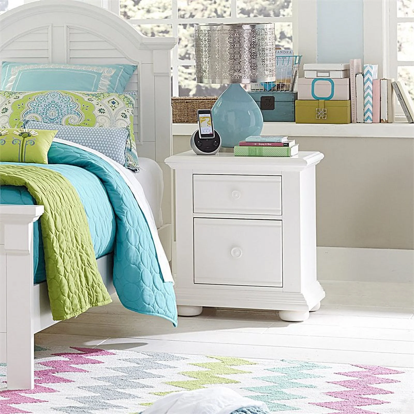 Summer House White 2 Drawer Night Stand