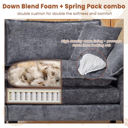 Loveseat Sofa for Living Room, 83" Cloud Loveseat Sofa, Chenille Fabric Sofa Couch with Double Cushion
