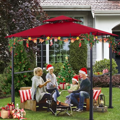 ABCCANOPY 8x5 Grill Gazebo - Outdoor BBQ Canopy Shelter with Led Light for Patio Backyard Grilling (Dark Gray)