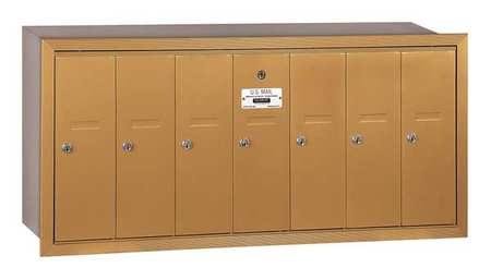 Salsbury Industries 3507BRP Vertical Mailbox, Recessed, 7 Doors, Brass