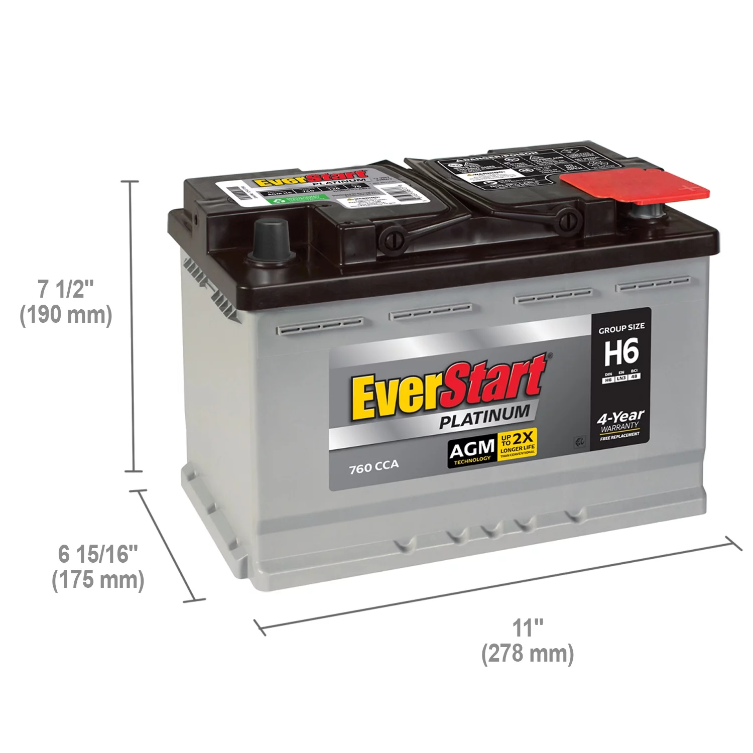 EverStart Platinum BOXED AGM Automotive Battery, Group Size H6 / LN3 / 48 12 Volt, 760 CCA - Radiant Selections