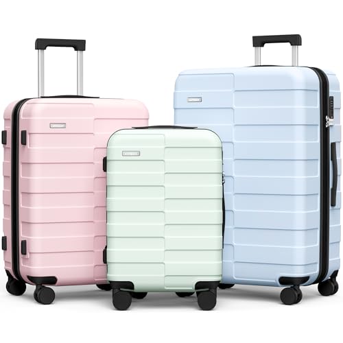 Luggage Sets 3 Piece (3-YEARS VIP SERVICE) Hardside Expandable Ultra Durable 100% PC Lightweight Carry On Travel Suitcase Set with TSA Lock Spinner