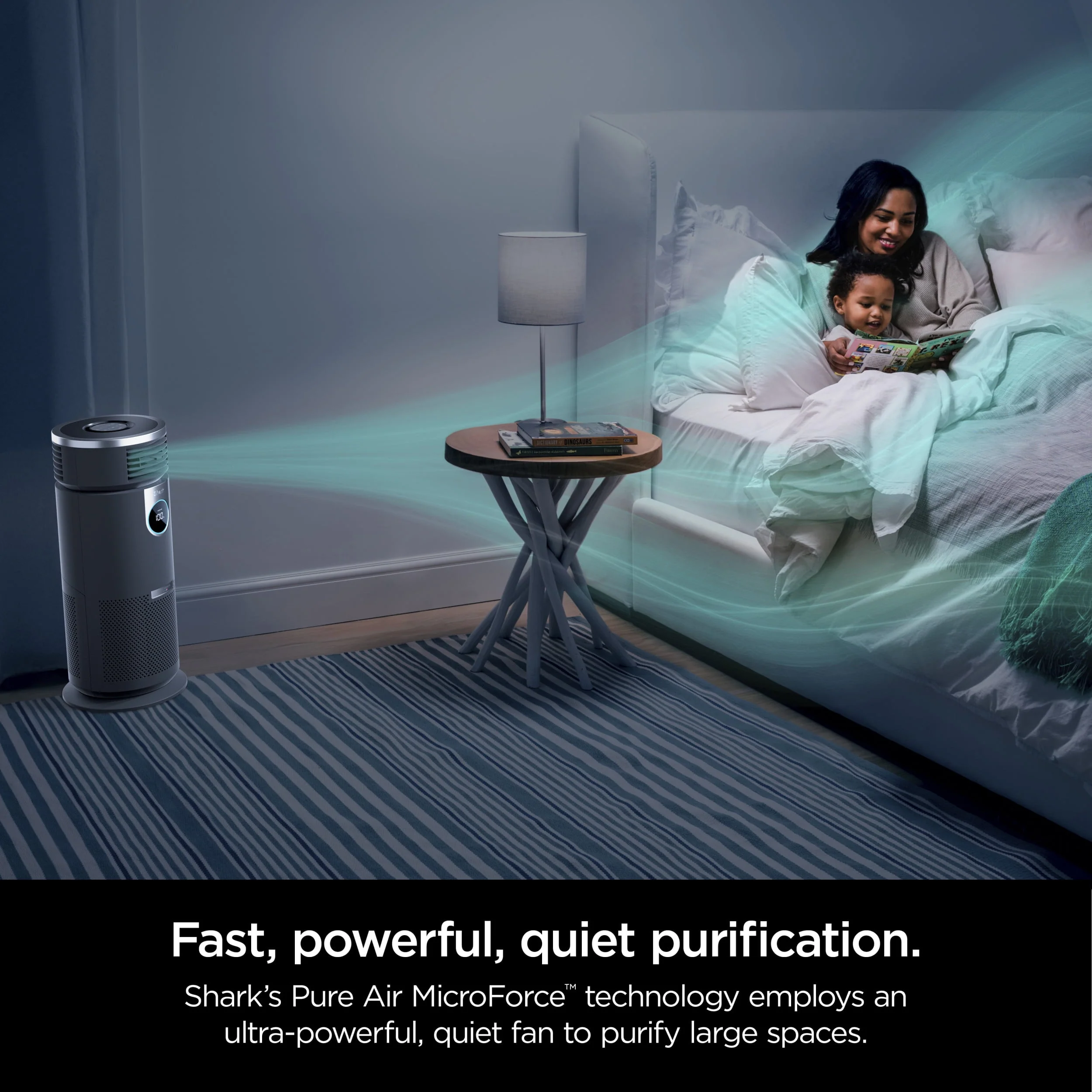 Shark Air Purifier with Nanoseal HEPA, Cleansense IQ, Odor Lock, Cleans up to 500 Sq. Ft, Charcoal Grey, HP100