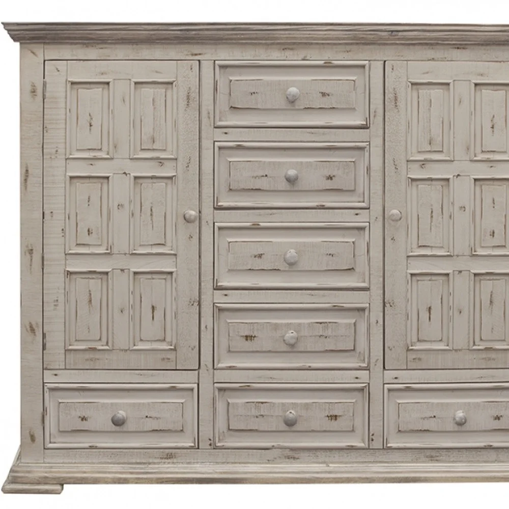 HomeRoots 524566 64 in. White Solid Wood Seven Drawer Gentlemans Chest