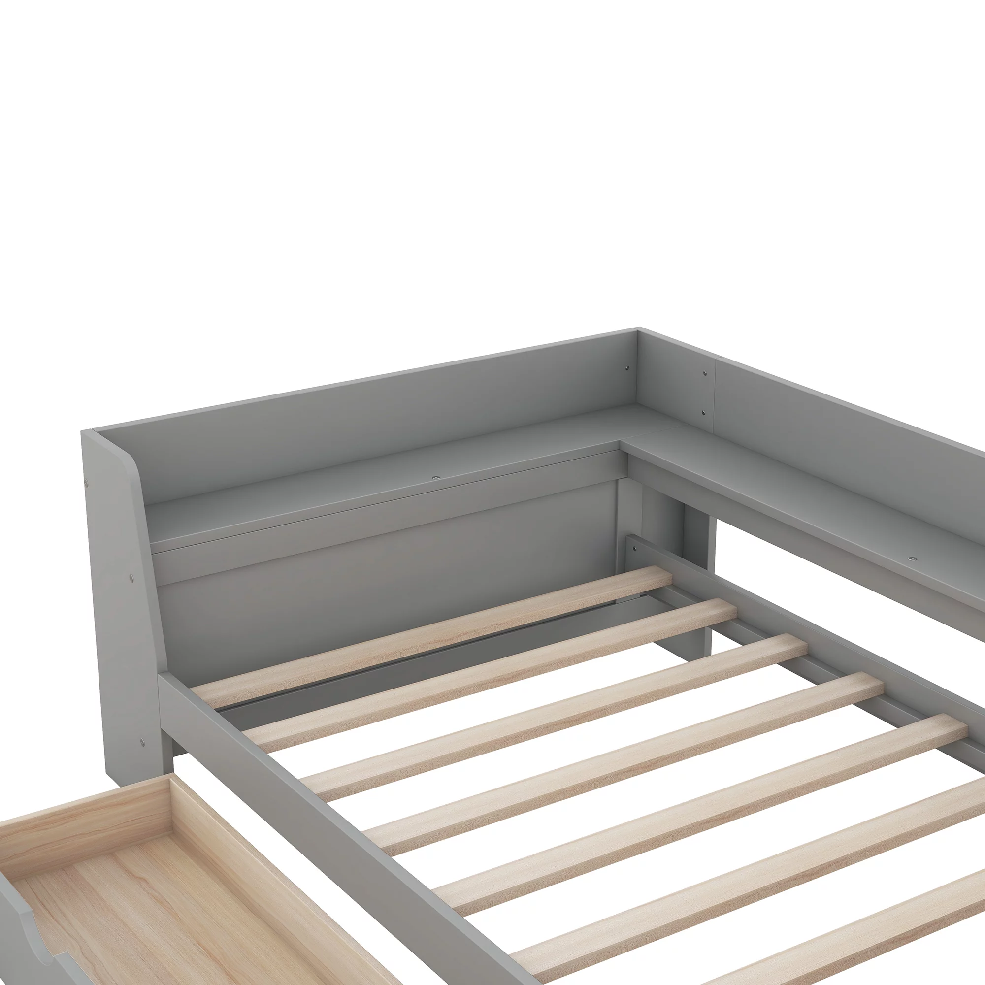 Euroco Twin Size Daybed with Shelf, Drawers and Charging Station, Gray