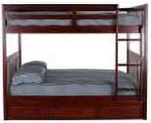 Discovery World Furniture - Full over Full Size Ladder Bunk Bed with 3 Drawers, Bunk Bed with Storage, Merlot