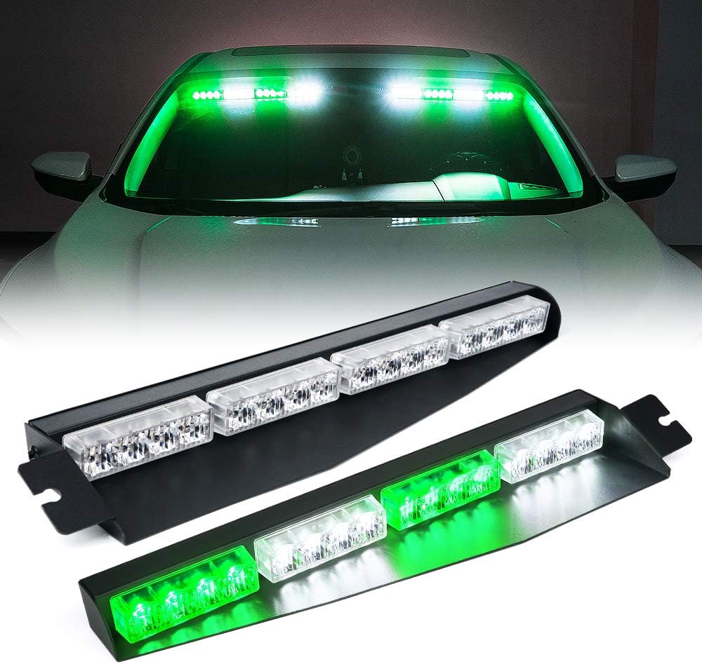 Xprite LED Visor Strobe Light Bar Interior Windshield Sunvisor Emergency Hazard Warning Flashing Lights w/ Extend Bracket Split Mount for Law