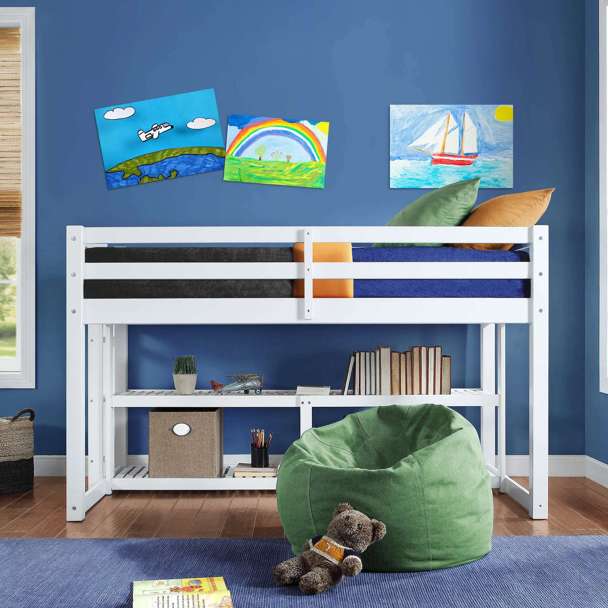 Better Homes and Gardens Greer Twin Loft Storage Bed, Black