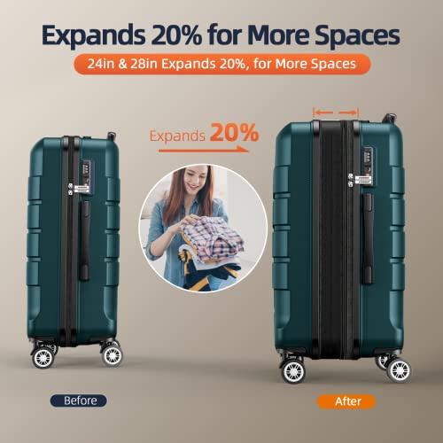 SHOWKOO Luggage Sets Expandable PC+ABS Durable Suitcase Double Wheels TSA Lock Black