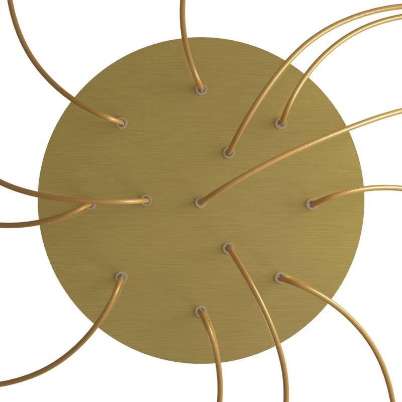 12 Holes - Extra Large Round Ceiling Canopy Kit - Rose One System Satin Brass Dibond - XXL Ceiling Canopies