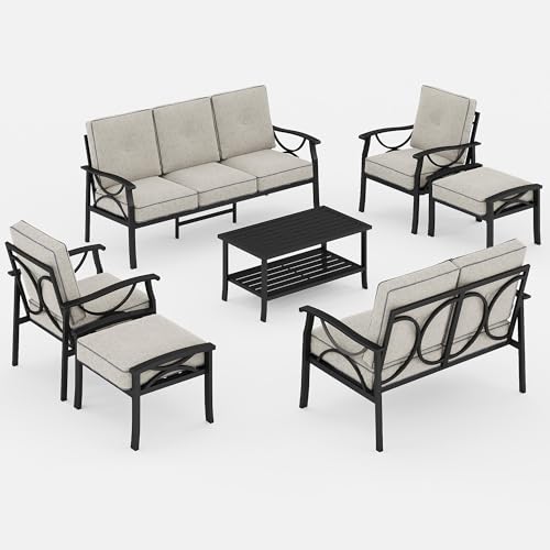 Wisteria Lane 5-Piece Outdoor Patio Furniture Set, Outdoor Metal Sectional Furniture with Cushions