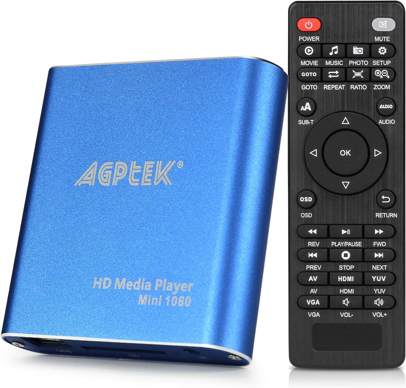 HDMI Media Player, Black Mini 1080p Full-HD Ultra HDMI Digital Media Player for -MKV/RM- HDD USB Drives and SD Cards