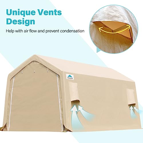 ADVANCE OUTDOOR 10x10 ft Heavy Duty Outdoor Patio Portable Canopy Storage Shelter Shed Carport with 2 Roll up Zipper Doors & Vents for Snowmobile