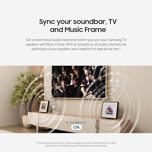 Samsung LS60D Music Frame Smart Speaker with Dolby Atmos Audio, Q-Symphony, Customizable Design, Wide Range Sound