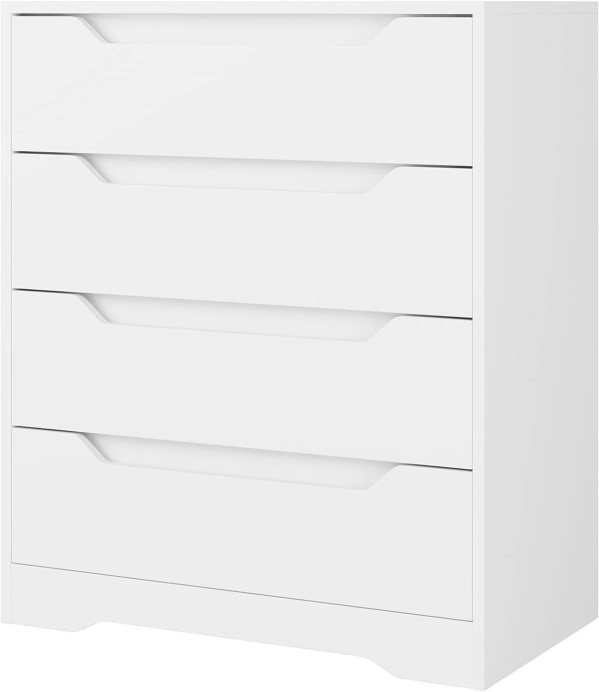 Modern 4 Drawer Dresser, Wood Chest of Drawers with Storage, Clothing Organizer with Cut-Out Handle, Storage Cabinet, Nightstand for Living Room