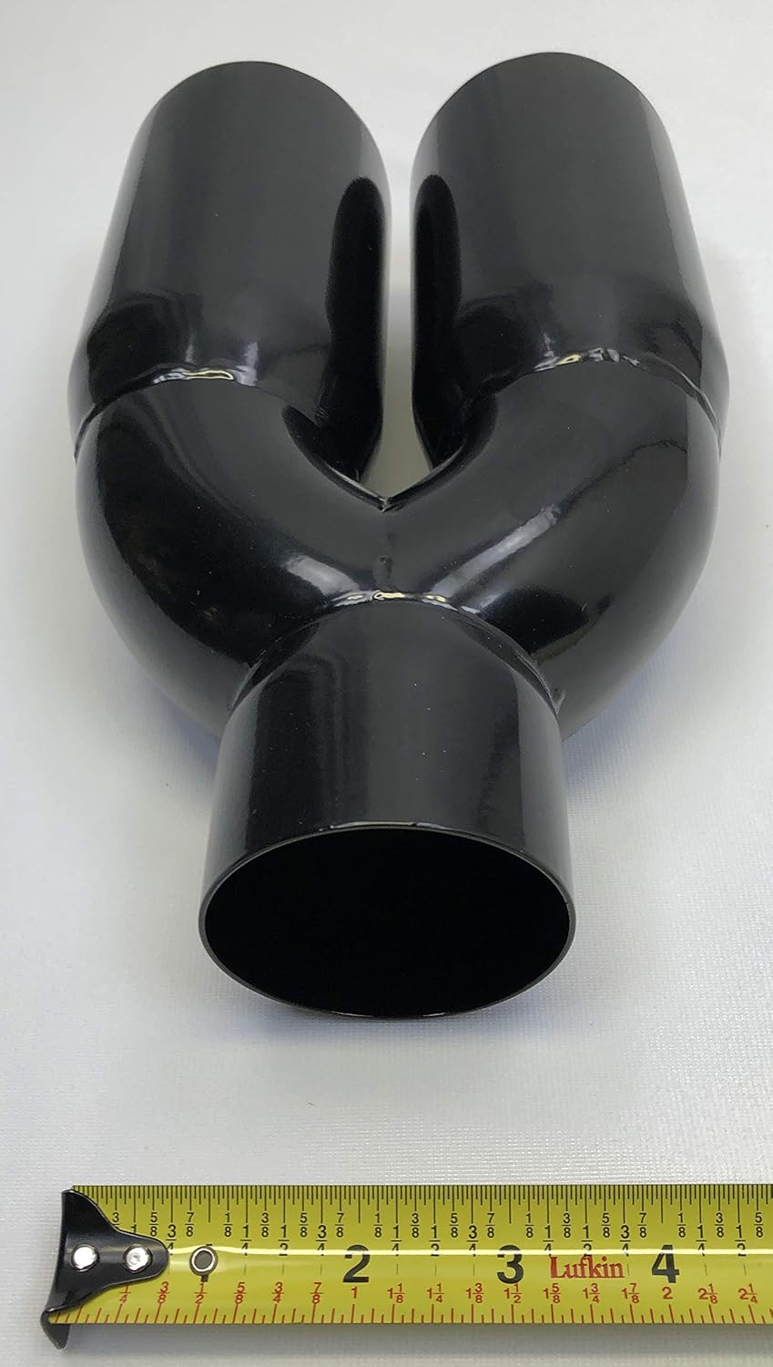 Exhaust Tip Dual 3.00 X 9.50 Long 2.50" Inlet Round Double Wall Slant Black Stainless Wesdon Exhaust Tip Pack of 2