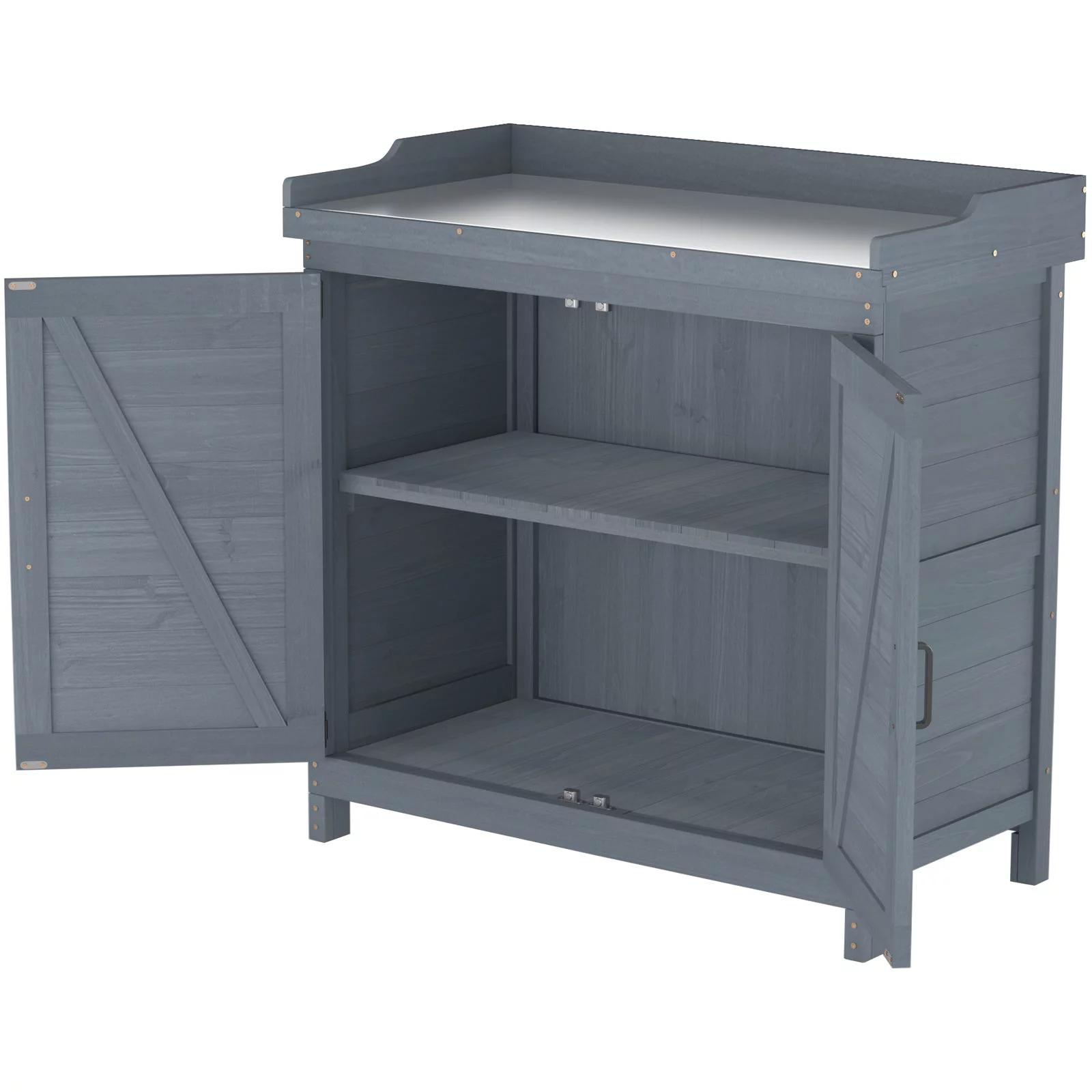 Outdoor Garden Potting Bench Wooden Storage Box Waterproof Furniture Tool Shed