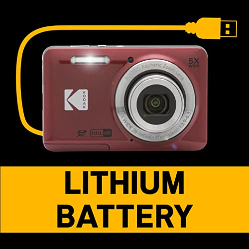 KODAK PIXPRO FZ55-BL 16MP Digital Camera 5X Optical Zoom 28mm Wide Angle 1080P Full HD Video Li-Ion Battery 2.7" LCD Vlogging Camera (Blue)