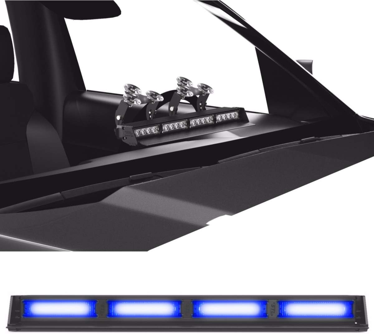 SpeedTech Lights Striker TIR 4 Head High Intensity LED Strobe Deck/Dash Windshield Mount Light Bar for Emergency Vehicles / Hazard Flashing Warning