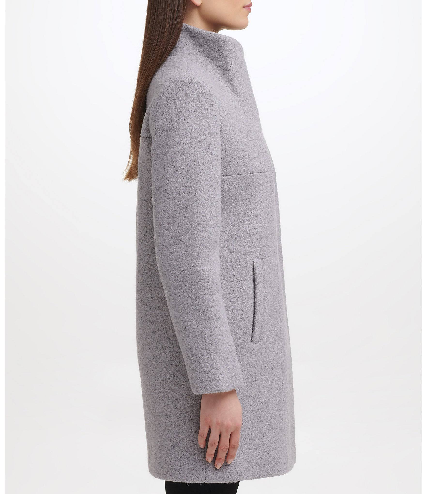 Kenneth Cole Asymmetrical Boucle Walker Coat - Ivy