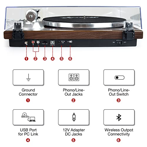 Turntables Belt-Drive Record Player with Wireless Output Connectivity